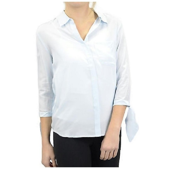 JUICY COUTURE Blue Vapor Silk Tie Sleeve Blouse B1 - Picture 3 of 8